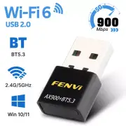 WiFi 6 AX900 Bluetooth WIFI 2-in-1 USB 2.0 Card Dongle Mini USB Wireless Adapter