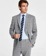 Ben Sherman Men's Skinny-Fit Suit Jacket, Grey Blue Plaid, 38R