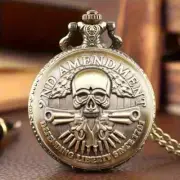 Vintage-Inspired Quartz Pocket Watch for Men Alloy Case, Skull & Guns Design