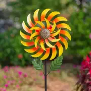 Wind Spinner Sunflower Metal Sculpture Outdoor Yard Patio Lawn Garden Decoration