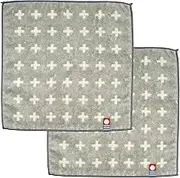 Nishio IBT-303-04-2P Imabari Towel Certified Hand Towel, Set of 2, Made in Japan, 100% Cotton, 7.9 inches (20 cm), Double-Sided Pile, Water Absorbent, Cross Pattern, Imabari Mini Towel Handkerchief