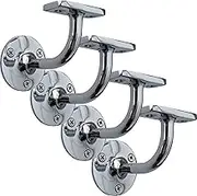IRONTITE® 4X Chrome Handrail Brackets, Heavy Duty Banister Brackets, Suits Wood Or Metal Stair Banister, Perfectly Finishing The Look of Your Hand Rail (4 Pack)