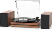 Vintage Record Player with External Speakers Belt-Drive Turntable for Vinyl R...