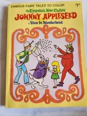 1978 Johnny Appleseed Alice Wonderland Other Fairy Tales Big Coloring Book new