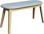 Priceworth Oxley Bench, Living Room and Dining Room Furniture, Pair with Dining Chairs, Sofa, Couch, and More, Polyester Fabric Upholstery in Linnen Weave, Rubber Wood Legs, Mint Accents, Oak Built