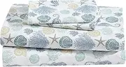 [Beatrice Home Fashions] Coastal Print Microfiber Sheet Set, Soft, Comfy, 12" Deep Pockets, Full, Briella