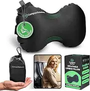 CompactSolutions Inflatable Lumbar Pillow for Airplane Travel - Inflatable Travel Pillow - Inflatable Back Pillow - Inflatable Lumbar Support - self Inflating Pillow - Inflatable Neck Pillow