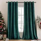 MIULEE Dark Green Velvet Curtains for Christmas Room Darkening Blackout Soft ...