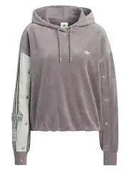 Adidas Women Adi-break Velor Hoody Shirts Purple-gray Tee Jersey Shirt IC8139