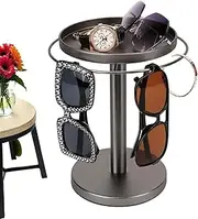 [Generic] 360° Rotating Sunglass Display Holder – Organizer with Tray for Glasses, Watches, Bracelets & Rings, Elegant Storage Solution for Accessories(Black)