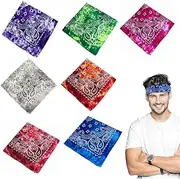 [WOOVEEWIND] 7 Pack 22 x 22 Inch Tie Dye Bandana Cotton Paisley Bandanas Headbands Cowboy Handkerchiefs for Men and Women