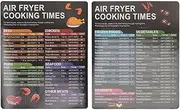 Air Fryer Magnetic Cheat Sheet Set, 2 Pack Air Fryer Accessories Cook Times Chart, Kitchen Pot Cheat Sheet, Cookbook Quick Reference Guide for Cooking and Frying, Black