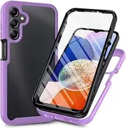 Samsung Galaxy A25 5G Case Built-in Screen Protector,Shockproof Transparent Clear Cover 360 Degree Full Body Protective Rugged Bumper Slim Phone Case for Samsung Galaxy A25 5G Light Purple