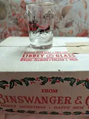 6 Vintage Libbey Christmas Binswanger Juice Glasses New Old Stock in Orig Box