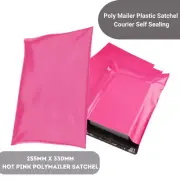 100pcs 255mm x 330mm+40mm Pink Poly Mailer Plastic Mailing Satchel Courier Bag