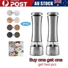 Silver Electric Salt Pepper Grinder Mill Shakers Adjustable Stainless Steel AU
