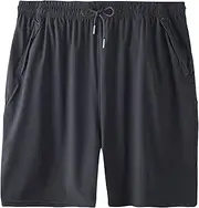 [PHJTOMK] Men's Oversize Flex Waist Cotton Athletic Shorts Relaxed Elastic Waist Short Casual Classic Big Tall Drawstring Shorts, Black1, 4X-Large