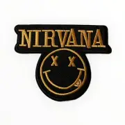 Nirvana Patch American Rock Band Iron On / Sew On Black Embroidered Patch New!