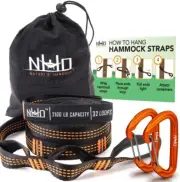 Rope Hammock Straps w/2 Carabiners 10 FT (20 ft total 700 lb) 32 Loops Outdoor