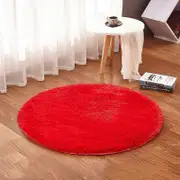Plush Round Carpet For Living Room Bedroom Soft Comfortable Solid Rugs Non-slip Floor Mats Camping Tent Mat red 80cm