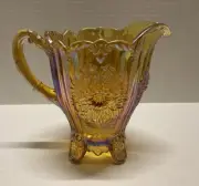 Mosser Glass Dahlia Pitcher Amber Carnival 48 OZ