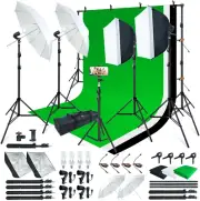 store AM169 Photo Studio Light Kit W/ 3 Backdrops Black White Green