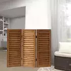 Wood Short Privacy Screen Indoor, 2.6 Ft Tall Shutters Folding Room Dividers 3 P