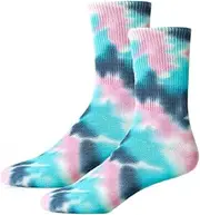 [COUVER] Women's Comfort Tie Dye Dress Crew Socks, 9-11, 1 Pair