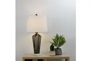 [Free Shipping]ROMSEY Art Dcor Marble Based Metal Table Lamp w Shade