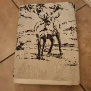 NEW Pottery Barn Rustic Forest BATH towel Christmas Holiday Alpine Deer Stag