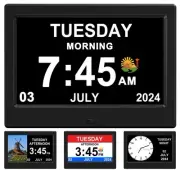 Alarm Clock with Day and Date for Elderly Digital Calendar Clock Photo Frame-...