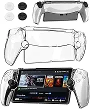 RHOTALL Protective Case for PlayStation Portal Remote Player,Clear PC Hard Cover Case with Ergonomic Design for PS Portal,4 All-Round Non-Slip Thumb Grips