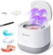 [Gisaae] UV Ultrasonic Retainer Cleaner, Portable Ultrasonic Cleaner, 45kHz Retainer Cleaner Machine for Dentures, Mouth Guards, Braces, Toothbrush Heads, Jewelry with 250ML Capacity, Retainer Cleaning for All Dental Appliances