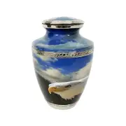 White Eagle Designed Large Blue Cloudy Sky Adult Memorial Human Urn For Ashes