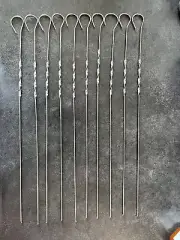 New Set of 10 BBQ Skewers Stainless Steel 14 3/4”