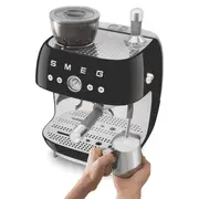 Smeg 50's Style Espresso Machine With Built In Grinder Black