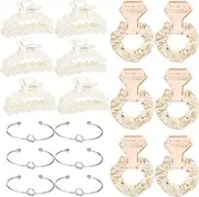 18 PCS Bridesmaid Proposal Gifts Include Pearl Hair Claws Bridesmaid Scrunchies Bracelet Champagne Bridal Gifts Wedding Favor for Women