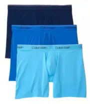 3 GENUINE CALVIN KLEIN SIZE 3XL BIG & TALL BLUE MICROFIBER BOXER BRIEFS NWT