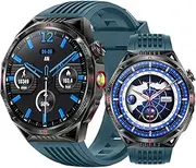 zodvboz HT28 1.85''Big Display Smart Watch for Men-LED Flashlight, 500mAh Extra-Large Battery, Stainless Steel Body Rugged Military Smartwatch Make/Answer Call, 5ATM Waterproof for Android iOS Blue