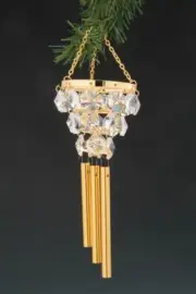 Chandelier, FIGURINE -ORNAMENT WIND CHIME 24KT GOLD PLATED WITH AUSTRIAN CRYSTAL