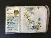 Vintage Sears French Bouquet King pillowcases 2 two NEW NOS blue flowers retro
