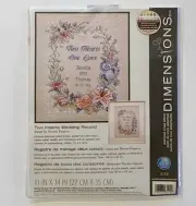 Dimensions Cross Stitch Kit Two Hearts Wedding Record #3122 NEW SEALED