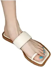 [XUEMML] Women Beach Flip Flops Summer Sandals,Flat-Bottomed Flip-Flops with Simple Sandals and Slippers for Women's Outer Wear Summer New Low-Heeled Beach Casual Sandals (Color : White, Size : EU37)