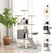Cat Tree with Sisal Scratching Posts Cat Scratch Tower Cream/Light grey vidaXL