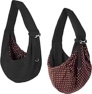 iPrimio Reversible Hands-Free Pet Carrier Sling Bag - Cat and Dog Sling for Small Pets - Front Papoose Carrying Pouch - Black