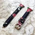 Red Roses Slim Elegant Soft Leather Band Strap for Fitbit Versa 3 4 and Sense 2