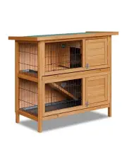 [i.Pet] Rabbit Hutch Chicken Coop Large Wooden House Run Cage Pet Bunny 91.5cm x 45cm x 82cm