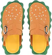 [QUNAWAN] Women's Hamburger Clog Shoes with Arch Support,Unisex Slip on Suede Adjustable Buckle Mule Clogs Slippers with Soft Natural Rubber Footbed Comfort Burger Shoes Bizarre Gift for Women&Men