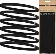 [Tough Headwear] Mini Sports Headbands - 6 Pack Thin Head Bands for Men, Women & Kids - Stretchy Headbands with No Slip Grip - Perfect for Soccer, Basketball, Yoga, Running