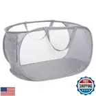 Durable Collapsible Laundry Baskets, Mesh Pop Up Laundry Hamper with Side Poc
